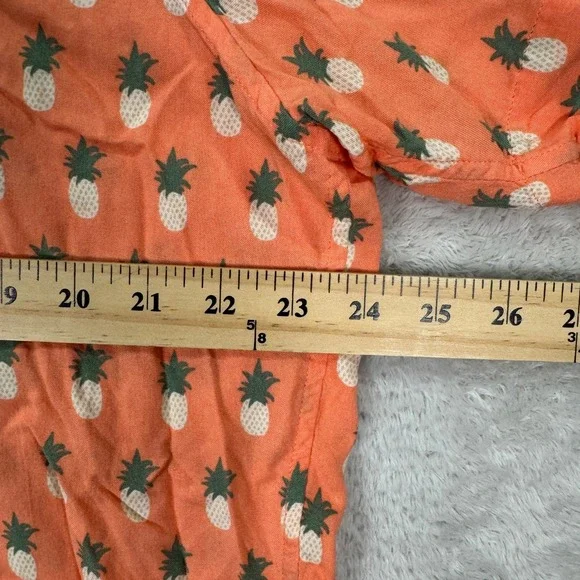 Kenny Flowers Mens XXL Orange Pineapple Print Short Sleeve Button Up Shirt EUC - Picture 4 of 7